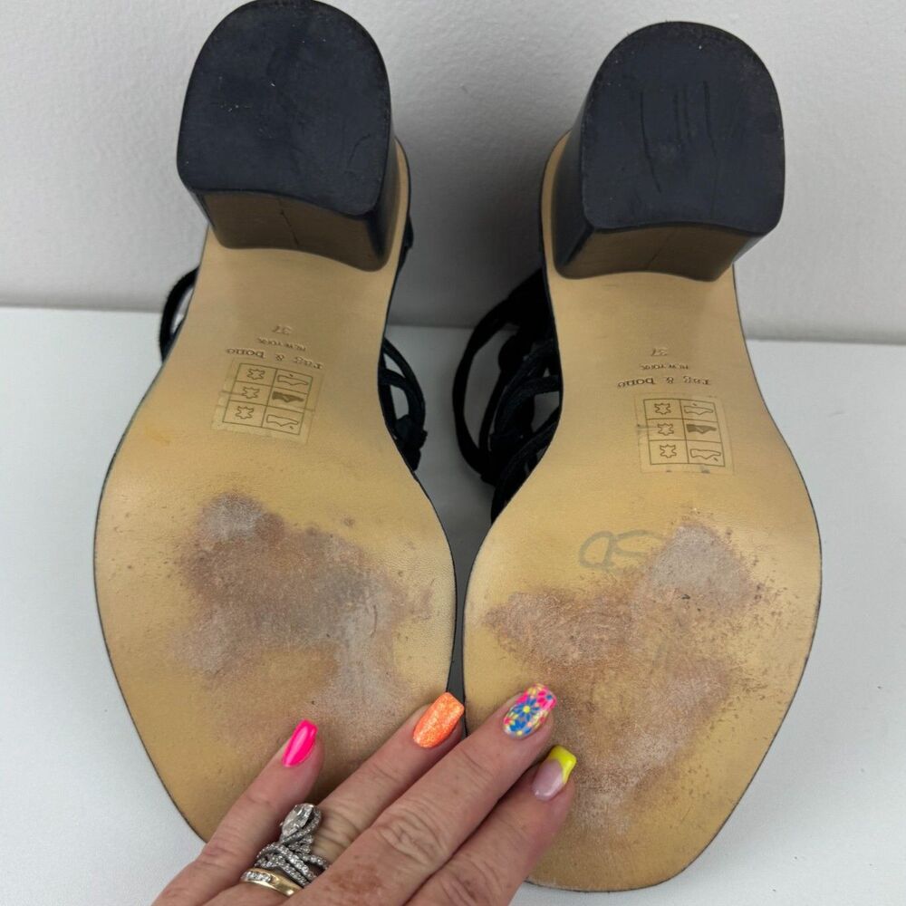 Rag & Bone Camille Black Caged Macrame Design Block Heel Sandals Zip Back EU 37 - Picture 6 of 12